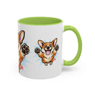 Excited Leaping Corgi  Accent Coffee Mug - Cute Dog Lover Gift (11oz)