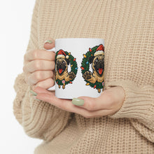 Load image into Gallery viewer, Festive Pug Ceramic Mug - Holiday Gift, Cute Pet Lover Mug, Christmas Mug, Coffee Cup, Dog-Themed Drinkware