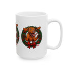 Festive Vizsla Dog Mug, Christmas Gift for Pet Lovers, Holiday Ceramic Cup, Cute Dog Art, Wreath Design