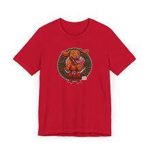 Load image into Gallery viewer, Festive Vizsla Dog Wreath T-Shirt | Unisex Jersey Tee, Holiday Apparel, Dog Lover Gifts, Christmas Shirt, Pet-Themed Fashion