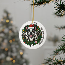 Load image into Gallery viewer, Festive Boston Terrier Ceramic Ornaments, Personalized Dog Holiday Keepsakes, Christmas Decor, Unique Gift for Dog Lovers