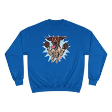 Load image into Gallery viewer, Champion Sweatshirt - Playful Jumping German Shorthaired Pointer Graphic GSP Premium Crewneck