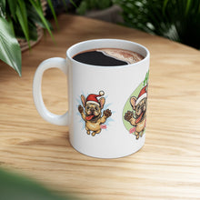 Load image into Gallery viewer, Ho Ho Ho Frenchie Christmas Mug - Holiday Coffee Cup, Dog Lover Gift, Cute Pet Mug, Fun Christmas Decor, Seasonal Kitchenware