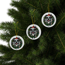 Load image into Gallery viewer, Festive Boston Terrier Dog Ceramic Ornaments - Holiday Decorations, Pet Lover Gift, Personalized Tree Hangings, Christmas Cheer