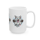Mug - Happy White Husky Dog in Mid Leap Ceramic Mug (11oz, 15oz)