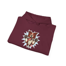Load image into Gallery viewer, Playful Red and White Border Collie Animal Print Hoodie - Cozy Unisex Sweatshirt, Cute Gift for Pet Lovers