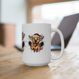 Festive Yellow Labrador Retriever Dog Mug - Perfect Holiday Gift for Dog Lovers, Fun Pet Mug, Christmas Present, Adorable Puppy Design