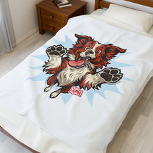 Load image into Gallery viewer, Playful Red Border Collie Dog Plush Blanket, Cozy Pet Blanket, Adorable Dog Lover Gift, Soft Throw for Home Decor, Pet Adoption Gift