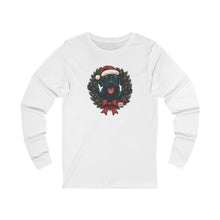 Load image into Gallery viewer, ChristmasBlack Labrador Dog Long Sleeve Tee, Festive Unisex Shirt, Holiday Apparel, Dog Lover Gift, Winter Wear, Cozy Tee