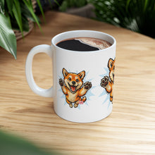 Load image into Gallery viewer, Happy Jumping Shiba Inu Mug | Cute Dog Illustration Ceramic Mug