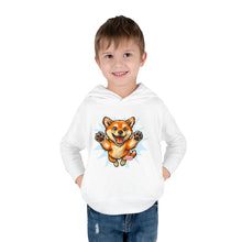 Load image into Gallery viewer, Toddler Hoodie — Playful Jumping Shiba Inu Puppy