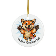 Load image into Gallery viewer, Cute Shiba Inu "My First Christmas 2025" Ornament | Ceramic Ornament