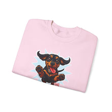 Load image into Gallery viewer, Playful Dachshund Dog Crewneck Sweatshirt | Funny Dog Lover Gift, Unisex Sweatshirt, Pet Owner Apparel, Casual Cozy Wear, Birthday Gift