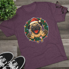 Load image into Gallery viewer, Festive Pug Christmas Tee, Holiday Shirt, Dog Lover Gift, Cute Animal Apparel, Unisex Crew Neck, Unique Christmas Present