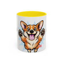 Load image into Gallery viewer, Excited Leaping Corgi  Accent Coffee Mug - Cute Dog Lover Gift (11oz)