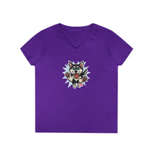 Load image into Gallery viewer, Cute Siberian Husky Dog Illustration Ladies' V-Neck T-Shirt, Pet Lover Gift, Casual Wear, Dog Mom Shirt