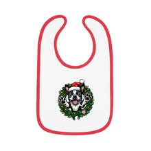 Load image into Gallery viewer, Baby Bib with Boston Terrier Holiday Design, Cute Christmas Bib, Baby Feeding Bib, Holiday Gift for New Parents, Bostie Lover Bib