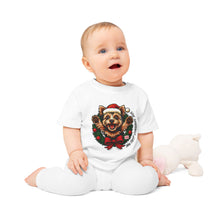 Load image into Gallery viewer, Adorable Christmas Baby T-Shirt, Festive Infant Tee with Santa Yorkie Design, Perfect for Holiday Photos, Baby Gift, My First Christmas