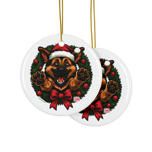 Load image into Gallery viewer, Festive German Shepherd Puppy Themed Ceramic Ornaments, Holiday Decor, Pet Lover Gifts, Christmas Tree Decorations, Dog Lover