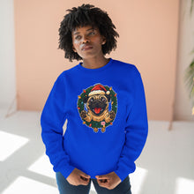Load image into Gallery viewer, Festive Pug Sweatshirt, Unisex Crewneck, Holiday Gift, Dog Lover Apparel, Christmas Sweater, Cozy Winter Wear