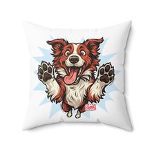 Load image into Gallery viewer, Red Border Collie Dog Lover's Square Pillow, Cute Pet Decor, Animal Gift, Throw Pillow for Home, Dog Art Cushion
