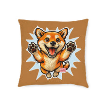 Load image into Gallery viewer, Happy Jumping Shiba Inu Square Pillow | Cute Dog Cartoon Accent Cushion