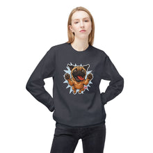 Load image into Gallery viewer, Playful Pug Crewneck Sweatshirt - Cozy Unisex Fleece, Dog Lover Gift, Pet Apparel, Cute Sweatshirt, Fun Dog Design