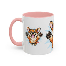 Load image into Gallery viewer, Excited Leaping Corgi  Accent Coffee Mug - Cute Dog Lover Gift (11oz)