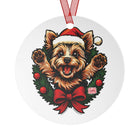 Festive Yorkie Dog Metal Ornament, Personalized Holiday Decoration, Pet Lover Gift, Christmas Tree Decor, Cute Puppy Keepsake