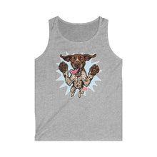 Load image into Gallery viewer, Dog Jumping Graphic Tank Top — Playful Pointer Design for GSP Dog Lovers