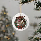 Playful German Shorthaired Pointer Puppy Wreath Ceramic Ornament | My First Christmas 2025