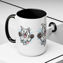 Load image into Gallery viewer, Happy White Husky Accent Coffee Mug | Cute Jumping Dog Paw Print Design (11/15 oz)