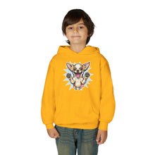 Load image into Gallery viewer, Happy Jumping Chihuahua Hoodie | Cute Dog Illustration, Youth Hoodie