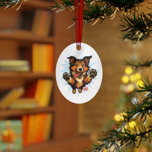Load image into Gallery viewer, Metal Ornament featuring a Playful Collie Dog Design, Christmas Decoration, Collie Lover Gift, Personalized Holiday Keepsake