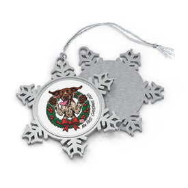 Christmas German Shorthaired Pointer Dog Wreath Pewter Snowflake Ornament | Holiday GSP Decoration