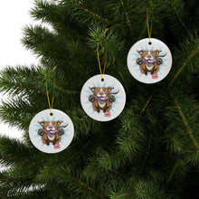 Load image into Gallery viewer, Ceramic Red Nose Pitbull Dog Ornaments - 2-Sided Print (Set of 1, 3, 5, or 10)