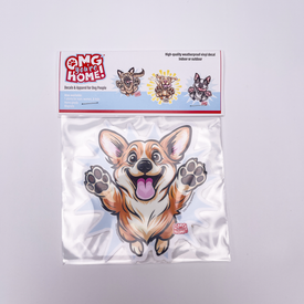 Happy Corgi weatherproof decal for car, travel mug, or laptop. Welsh Corgi Dog Mom Gift