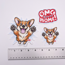 Load image into Gallery viewer, Happy Corgi weatherproof decal for car, travel mug, or laptop. Welsh Corgi Dog Mom Gift