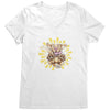 Cute Playful Excited Jumping Yellow Labrador Retriever Dog - Womens V-Neck shirt for Dog Lovers
