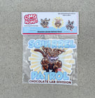 Chocolate Labrador Retriever - Squirrel Patrol - Premium Quality Weatherproof Indoor Outdoor Stickers Decal for the Chocolate Lab Puppy Dog Lover