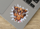 Happy Longhaired Dachshund weatherproof decal for car, travel mug, or laptop. Doxie Mom Gift