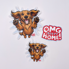 Happy Longhaired Dachshund weatherproof decal for car, travel mug, or laptop. Doxie Mom Gift