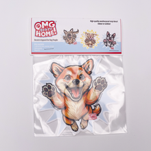 Load image into Gallery viewer, Happy Shiba Inu weatherproof decal for car, travel mug, or laptop. Shiba Dog Mom Gift