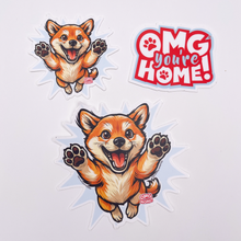 Load image into Gallery viewer, Happy Shiba Inu weatherproof decal for car, travel mug, or laptop. Shiba Dog Mom Gift