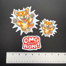Load image into Gallery viewer, Happy Shiba Inu weatherproof decal for car, travel mug, or laptop. Shiba Dog Mom Gift