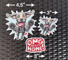 Load image into Gallery viewer, Happy Leaping Weimaraner Dog Sticker Pack: Weatherproof Dog Lover Decals