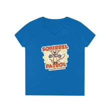 Load image into Gallery viewer, Playful Golden Retriever Puppy - Squirrel Patrol Ladies' V-Neck T-Shirt