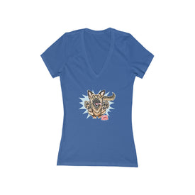 Women's Jersey Short Sleeve Deep V-Neck Tee - German Shepherd