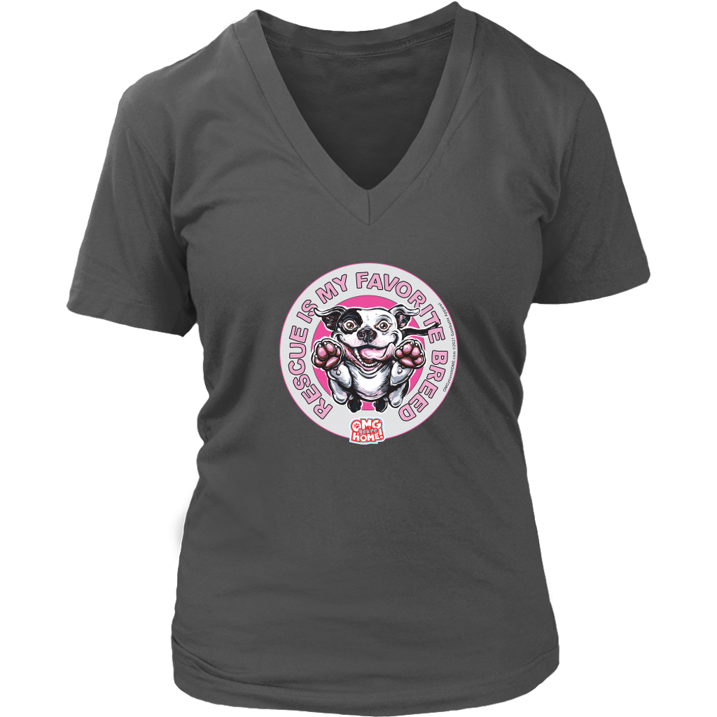 Rescue is my favorite breed - White Pitbull - Womens V-Neck Shirt