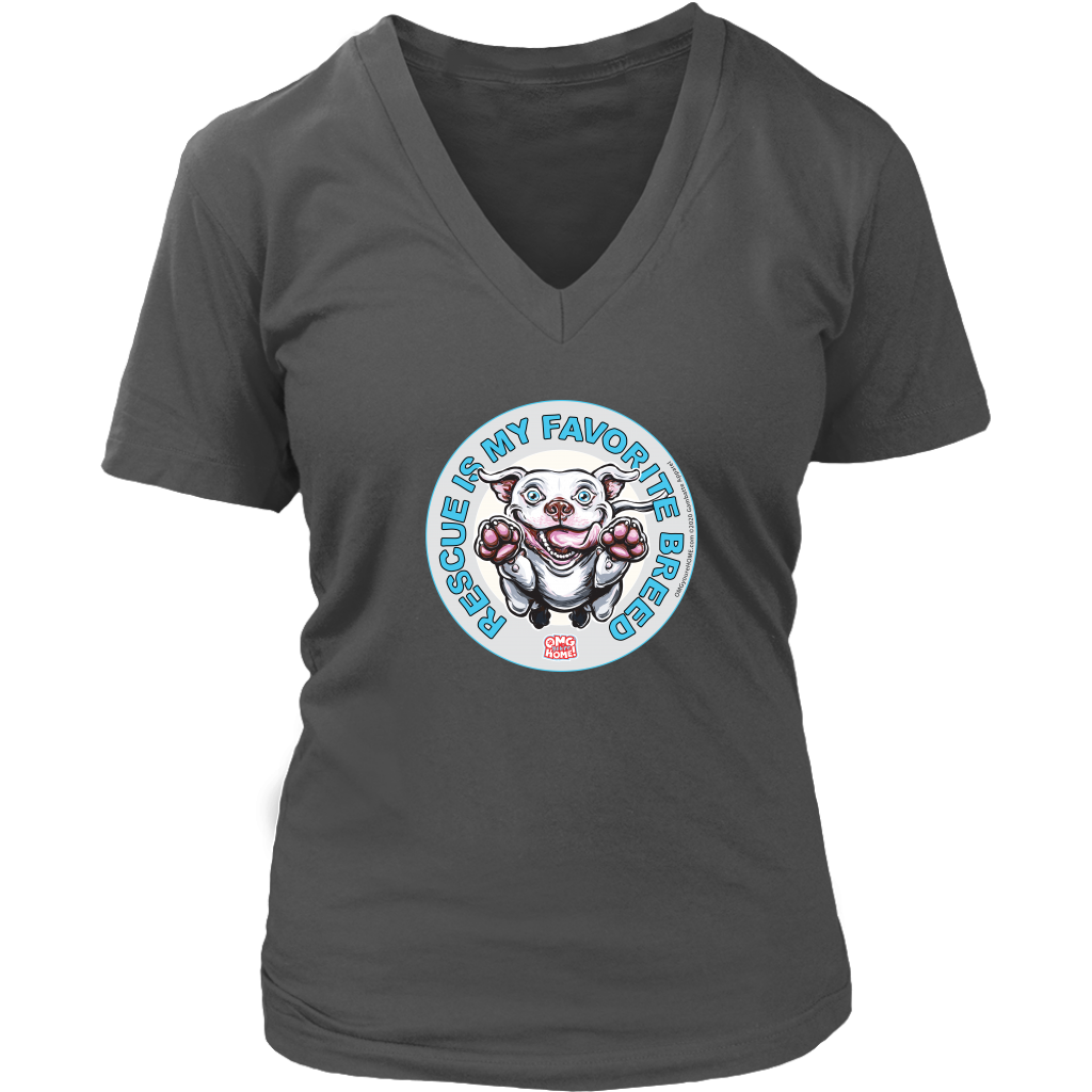 Rescue is my favorite breed - White Staffy Womens V-neck by District